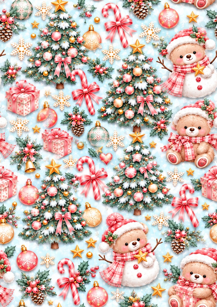 【6柄セット】ゆめかわクリスマス デジタルペーパー|A4・300dpi|PNG&PDF|印刷素材