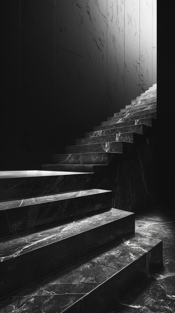QuietLux 01｜Black Marble Staircase