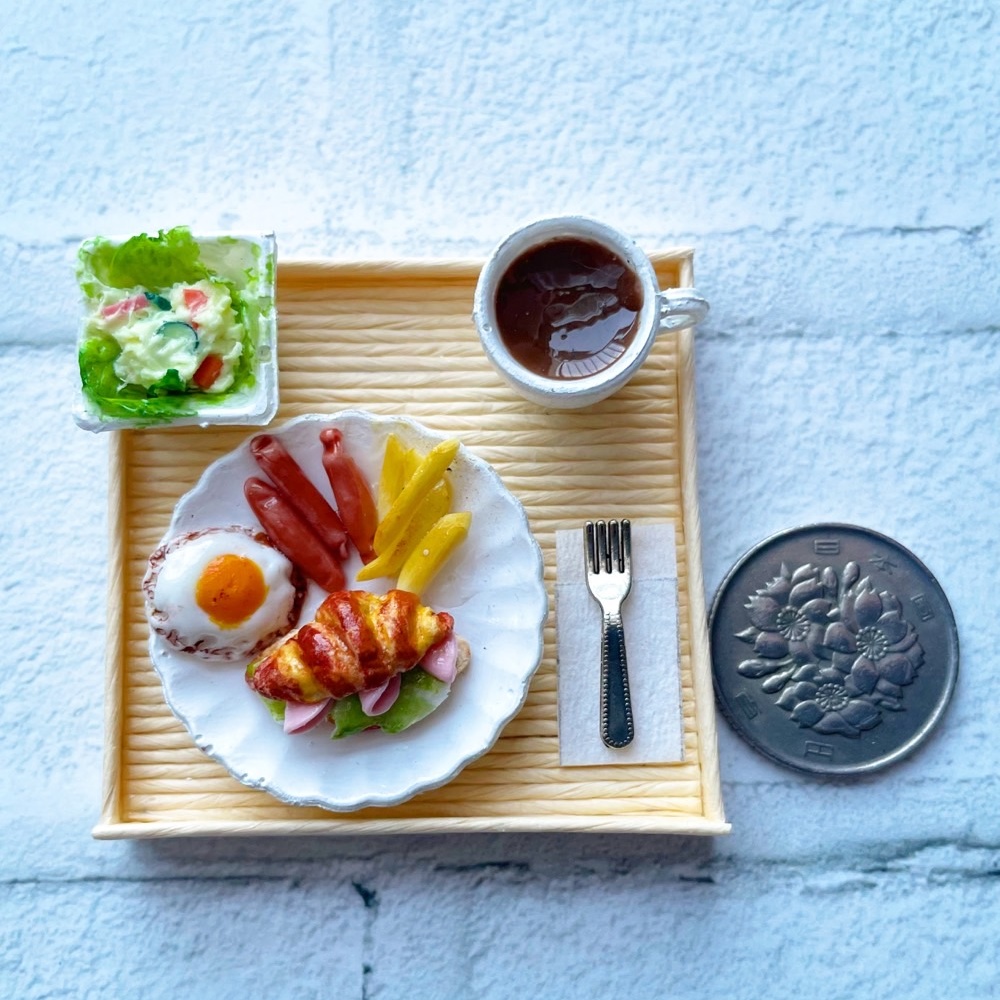 モーニング クロワッサンサンド（ハム）セット 🍽 ミニチュアフード