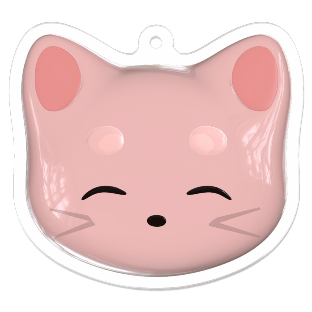 3D風　ねこさん　薄ピンク