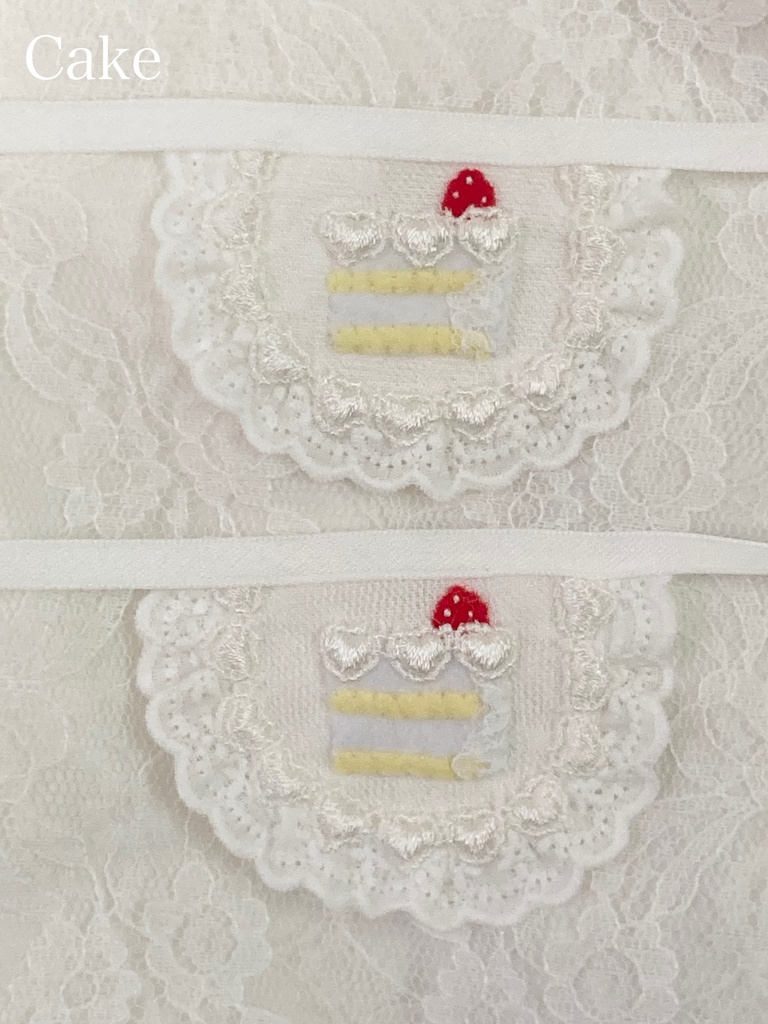 ぬいぐるみ用スタイ(big)刺繍&ケーキ