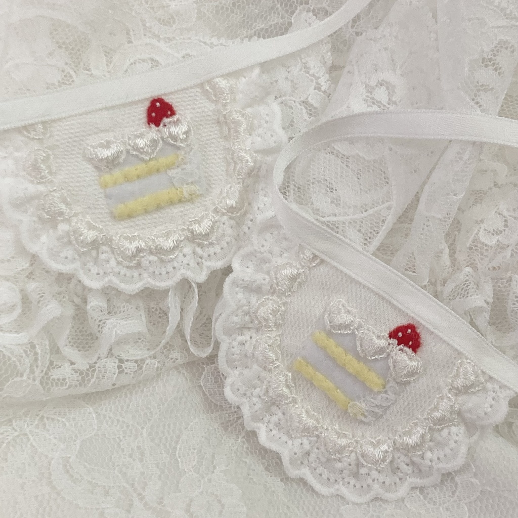 ぬいぐるみ用スタイ(big)刺繍&ケーキ