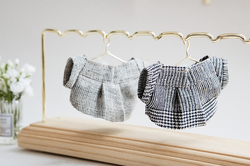 コットンリネンのチェックシャツ