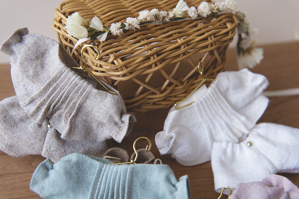 リネンのピンタックブラウスセットアップ