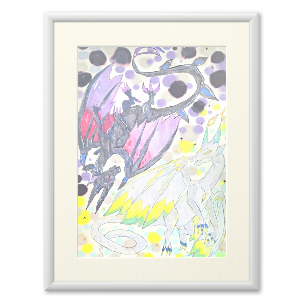 てぃらみす個展 複製画 【白竜と黒竜】