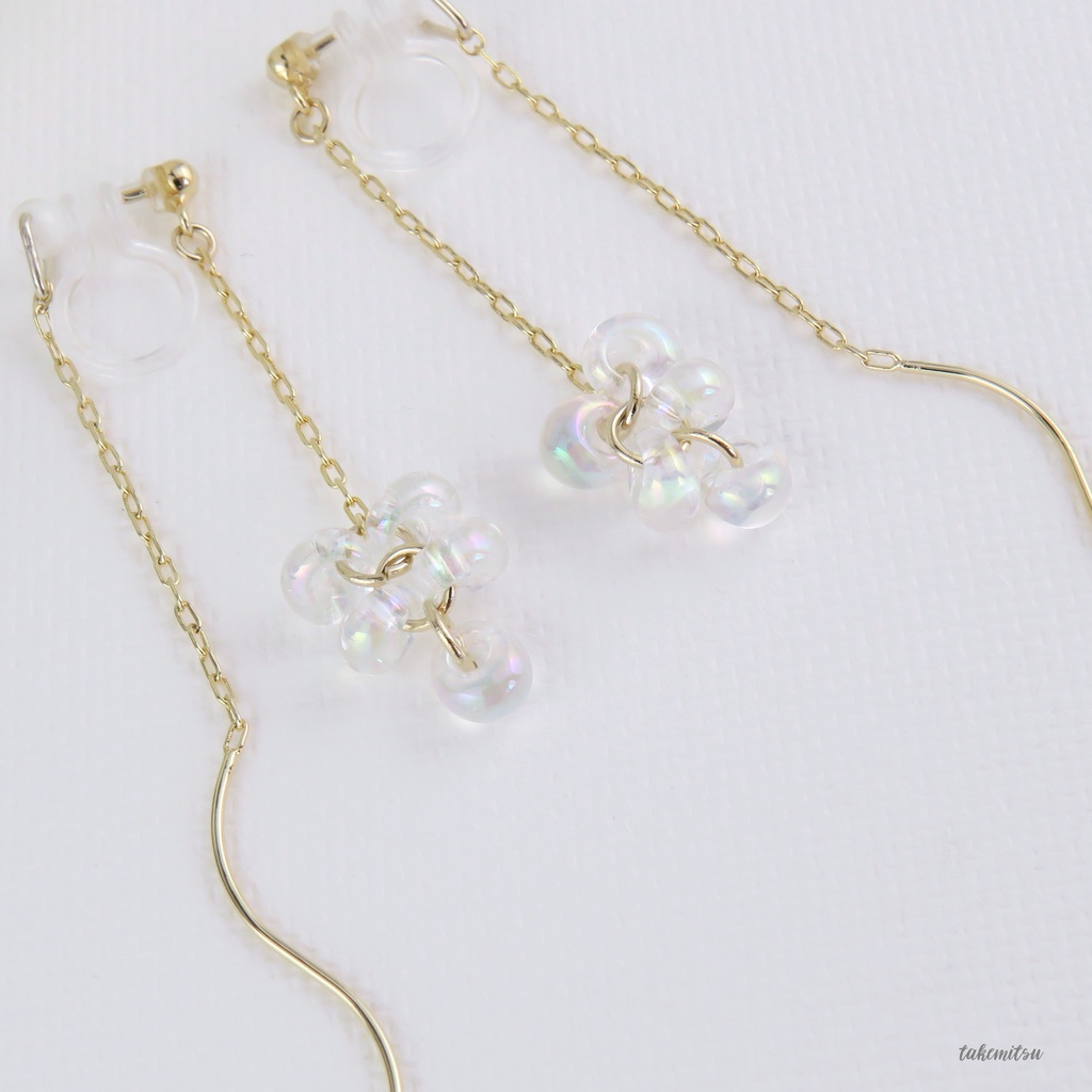 小さな氷粒のアメリカンピアス風イヤリング