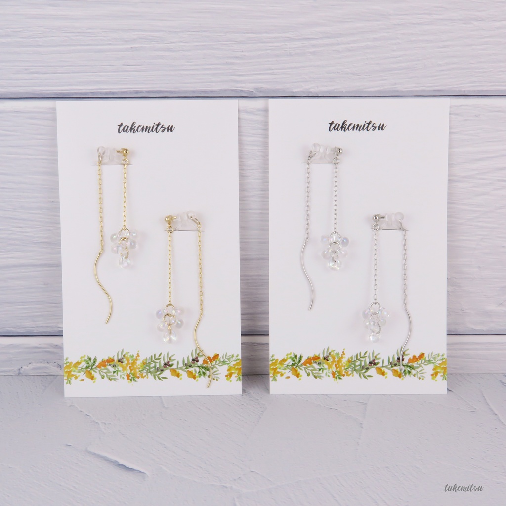 小さな氷粒のアメリカンピアス風イヤリング