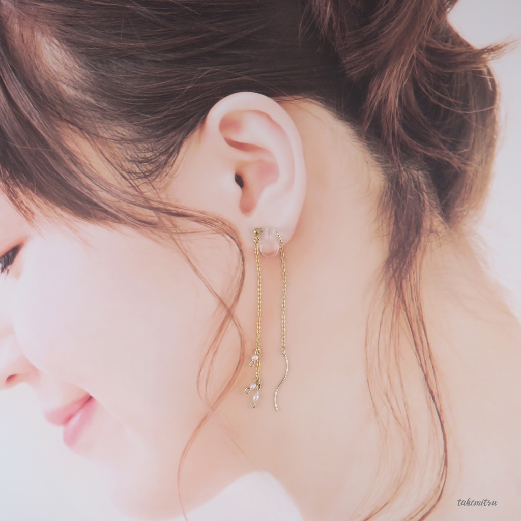 小粒淡水パールのアメリカンピアス風イヤリング