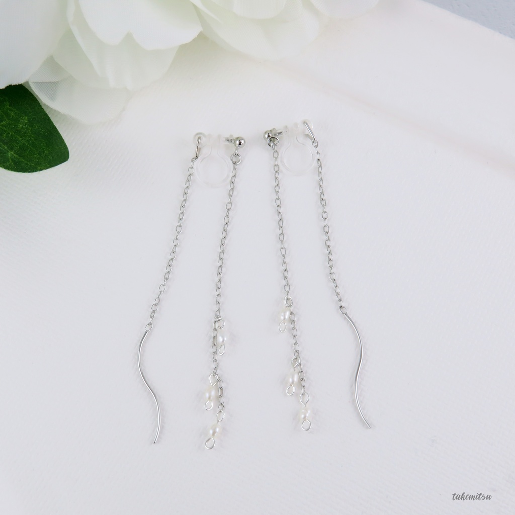 小粒淡水パールのアメリカンピアス風イヤリング