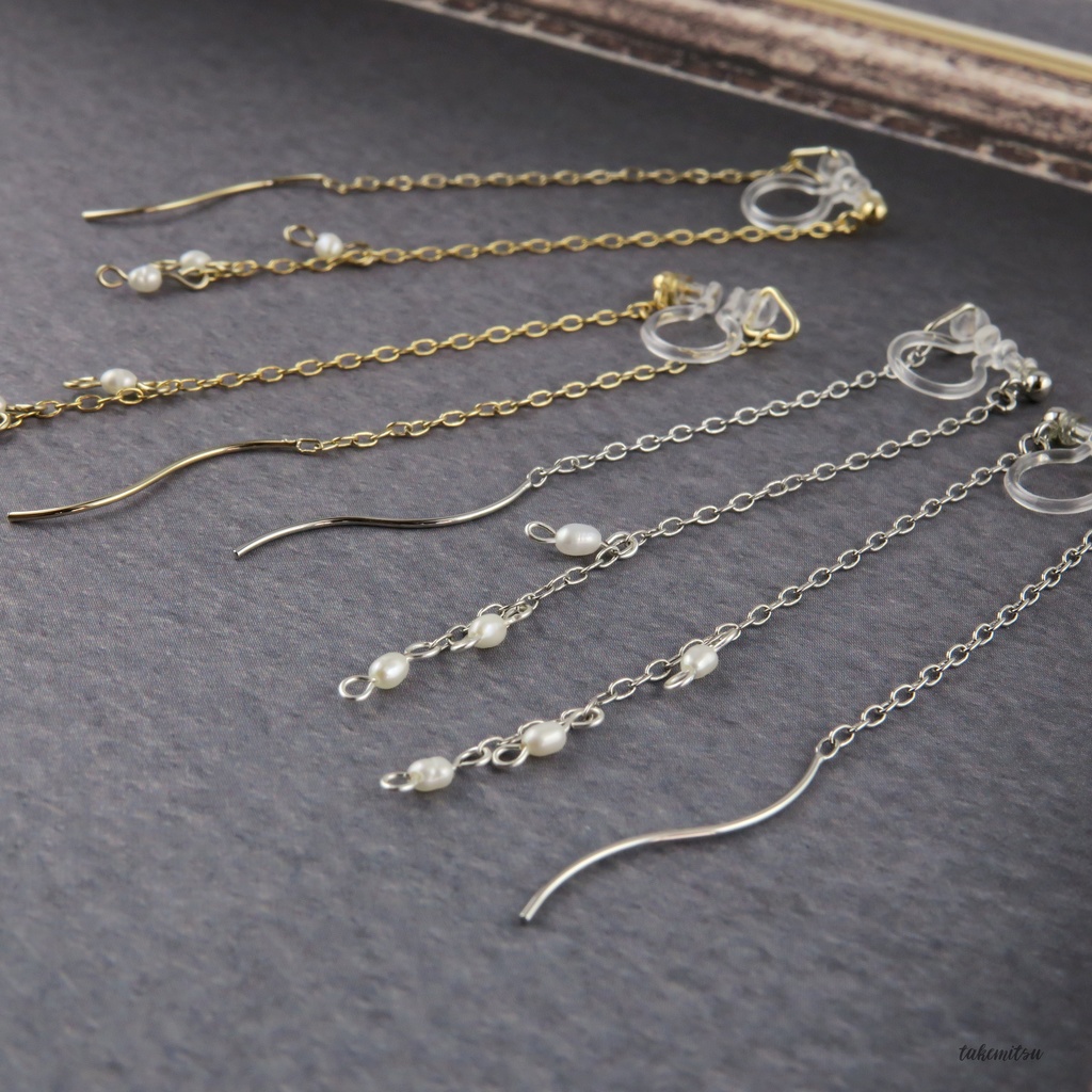 小粒淡水パールのアメリカンピアス風イヤリング