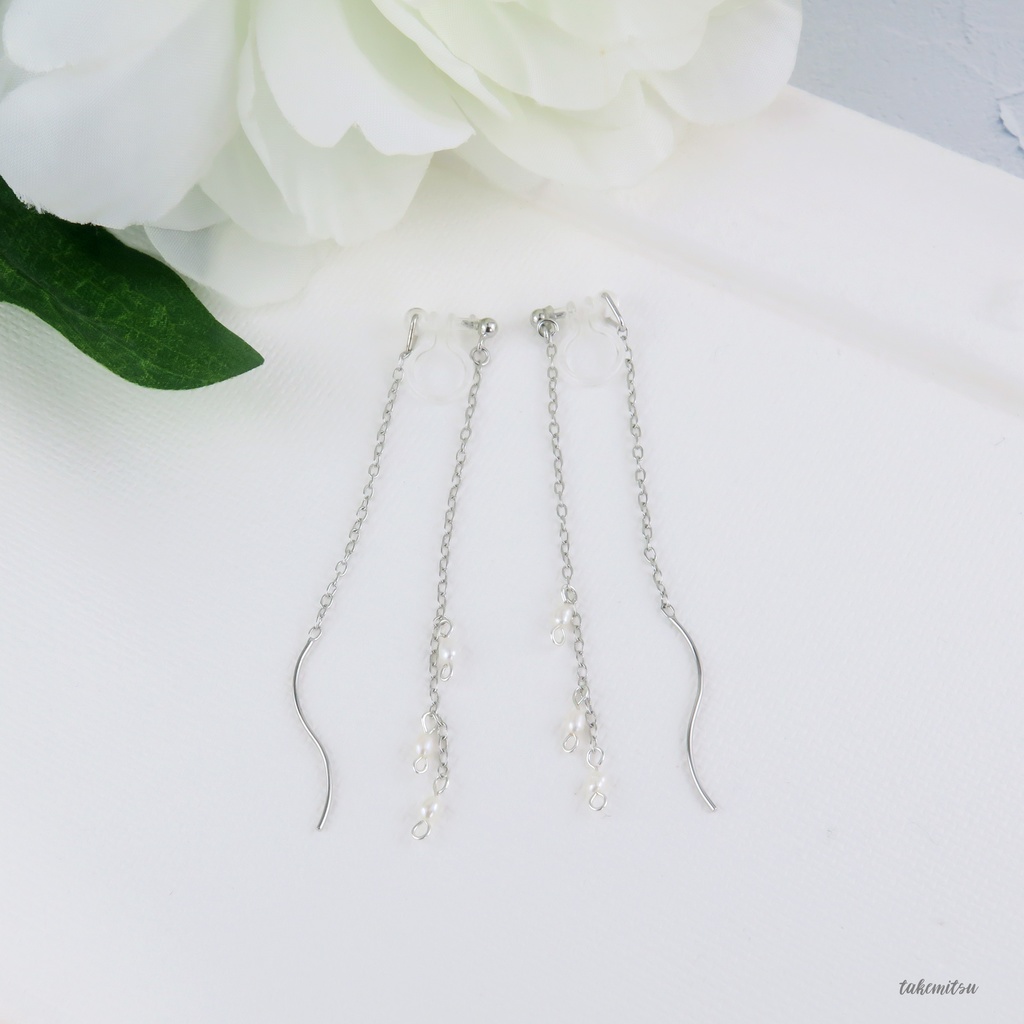 小粒淡水パールのアメリカンピアス風イヤリング