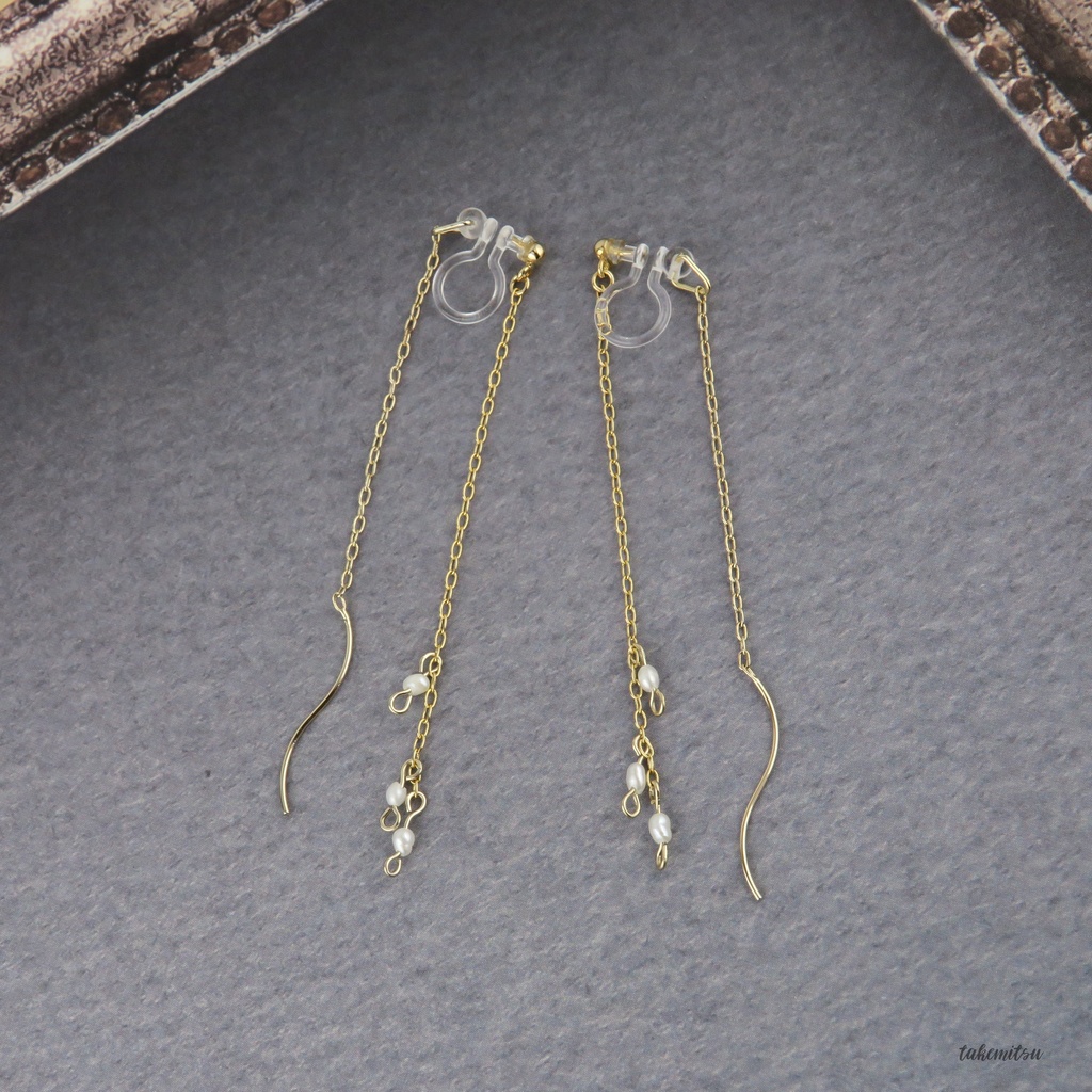 小粒淡水パールのアメリカンピアス風イヤリング