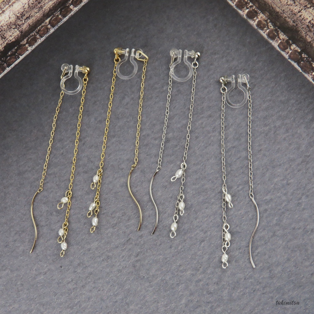 小粒淡水パールのアメリカンピアス風イヤリング