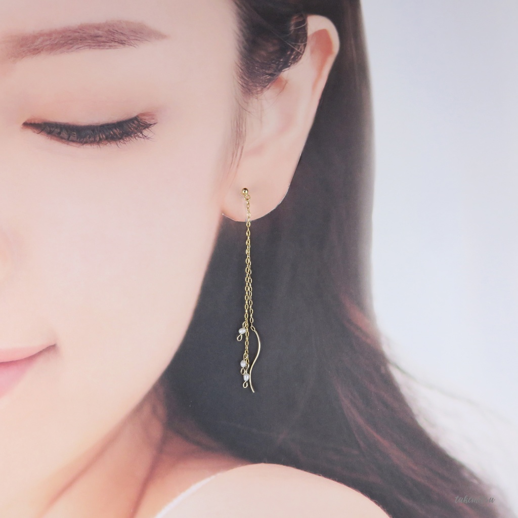 小粒淡水パールのアメリカンピアス風イヤリング