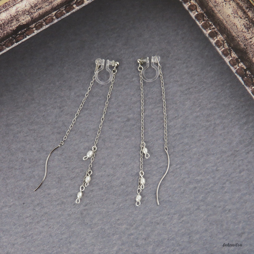 小粒淡水パールのアメリカンピアス風イヤリング