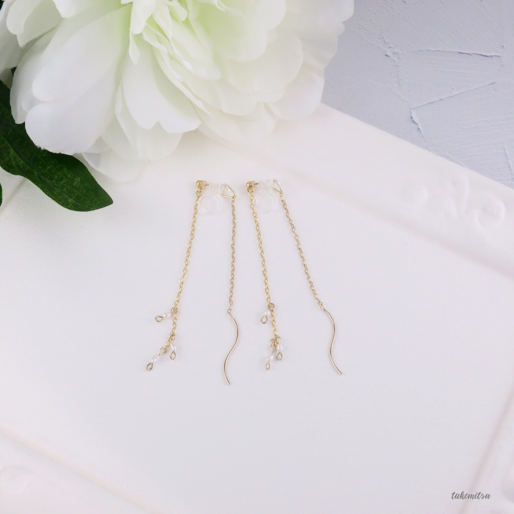 小粒淡水パールのアメリカンピアス風イヤリング