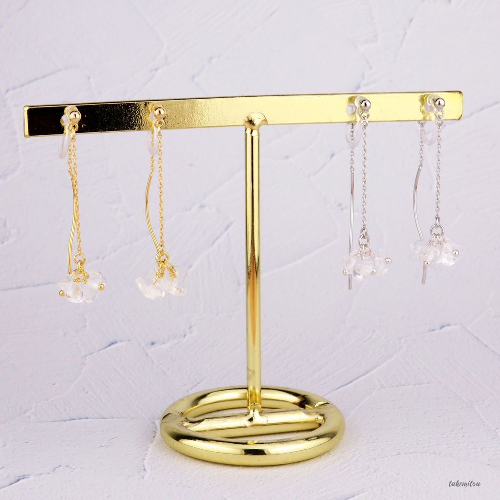 さざれ水晶のアメリカンピアス風イヤリング