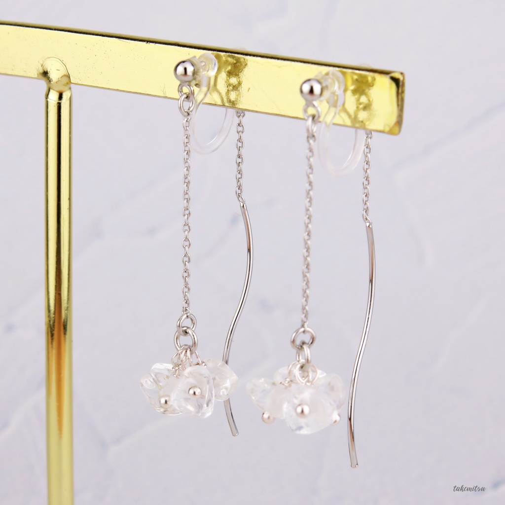 さざれ水晶のアメリカンピアス風イヤリング