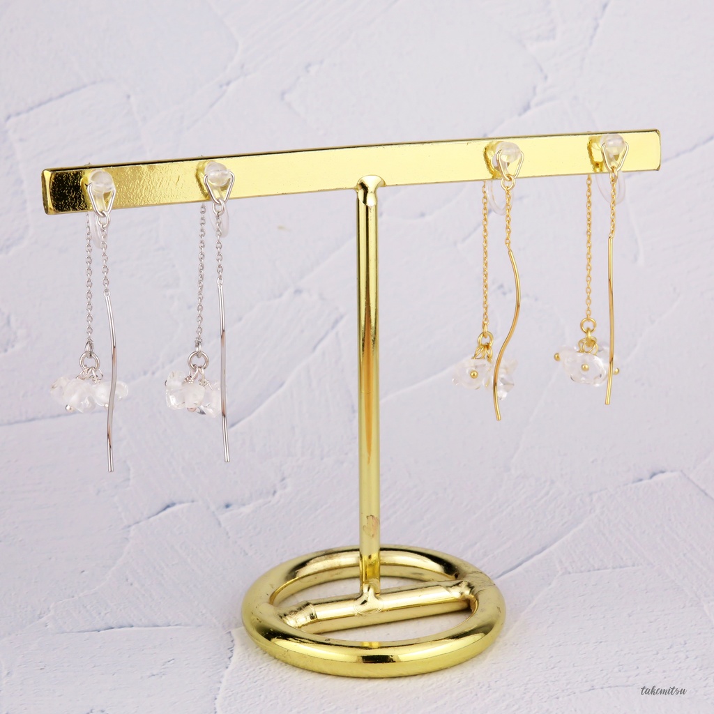 さざれ水晶のアメリカンピアス風イヤリング