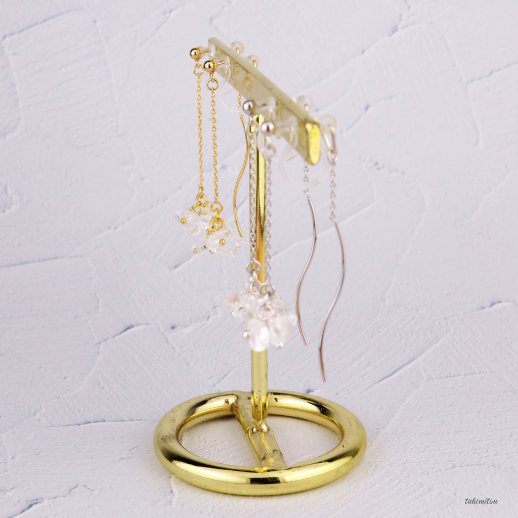 さざれ水晶のアメリカンピアス風イヤリング