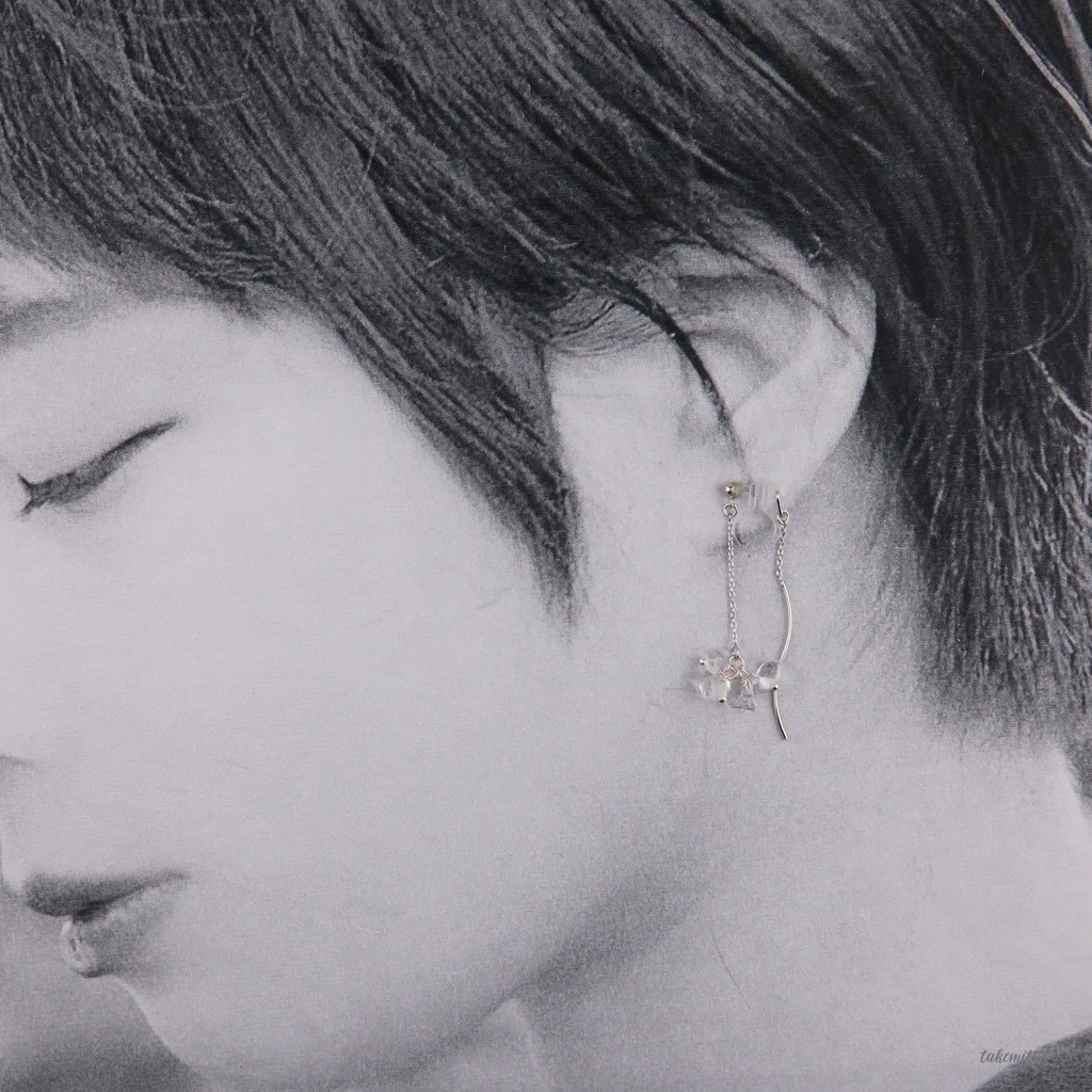 さざれ水晶のアメリカンピアス風イヤリング