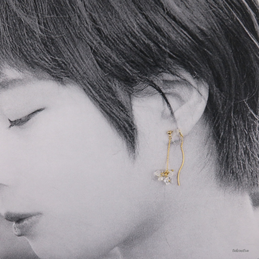 さざれ水晶のアメリカンピアス風イヤリング