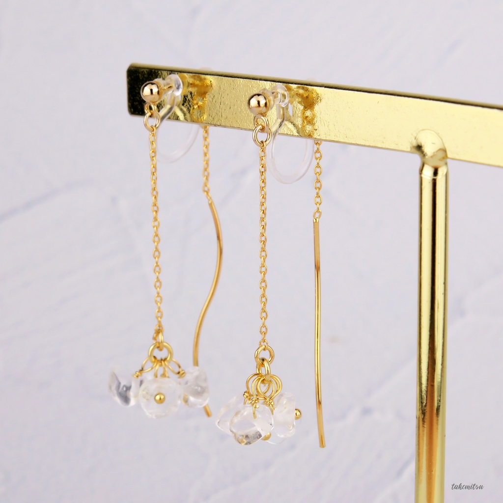 さざれ水晶のアメリカンピアス風イヤリング