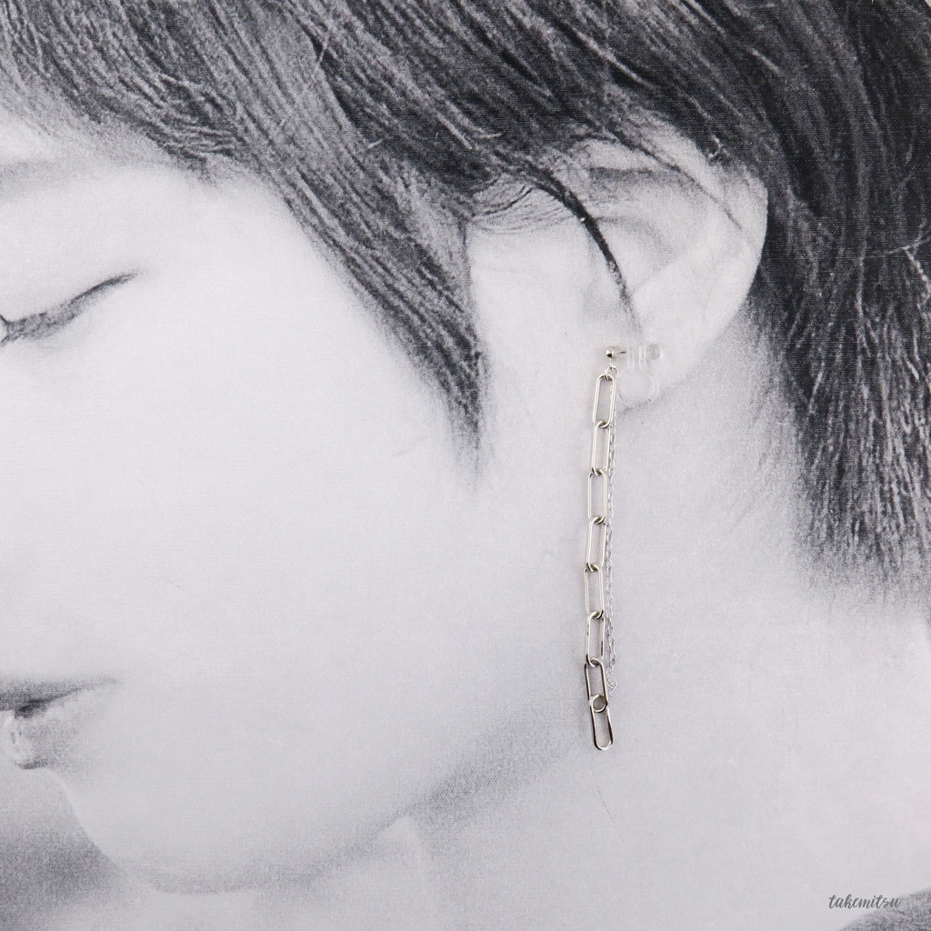 イヤーカフ/チェーンイヤリング アシンメトリーセット(シルバー)