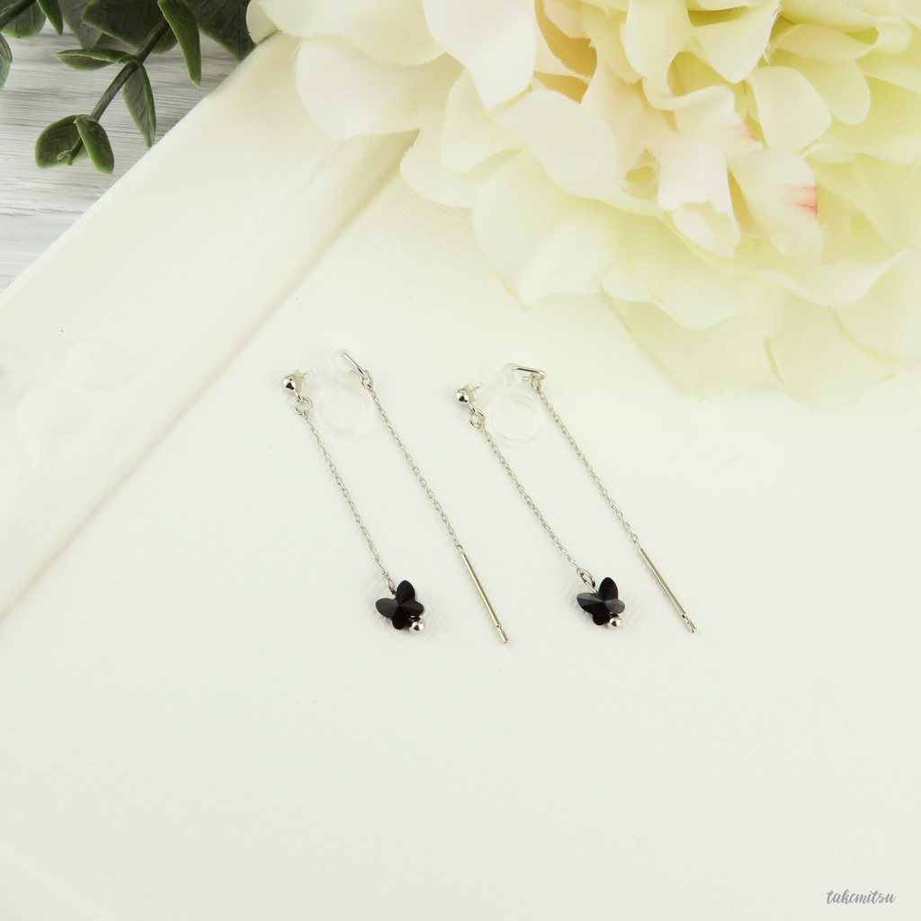 黒蝶ショートアメリカンピアス