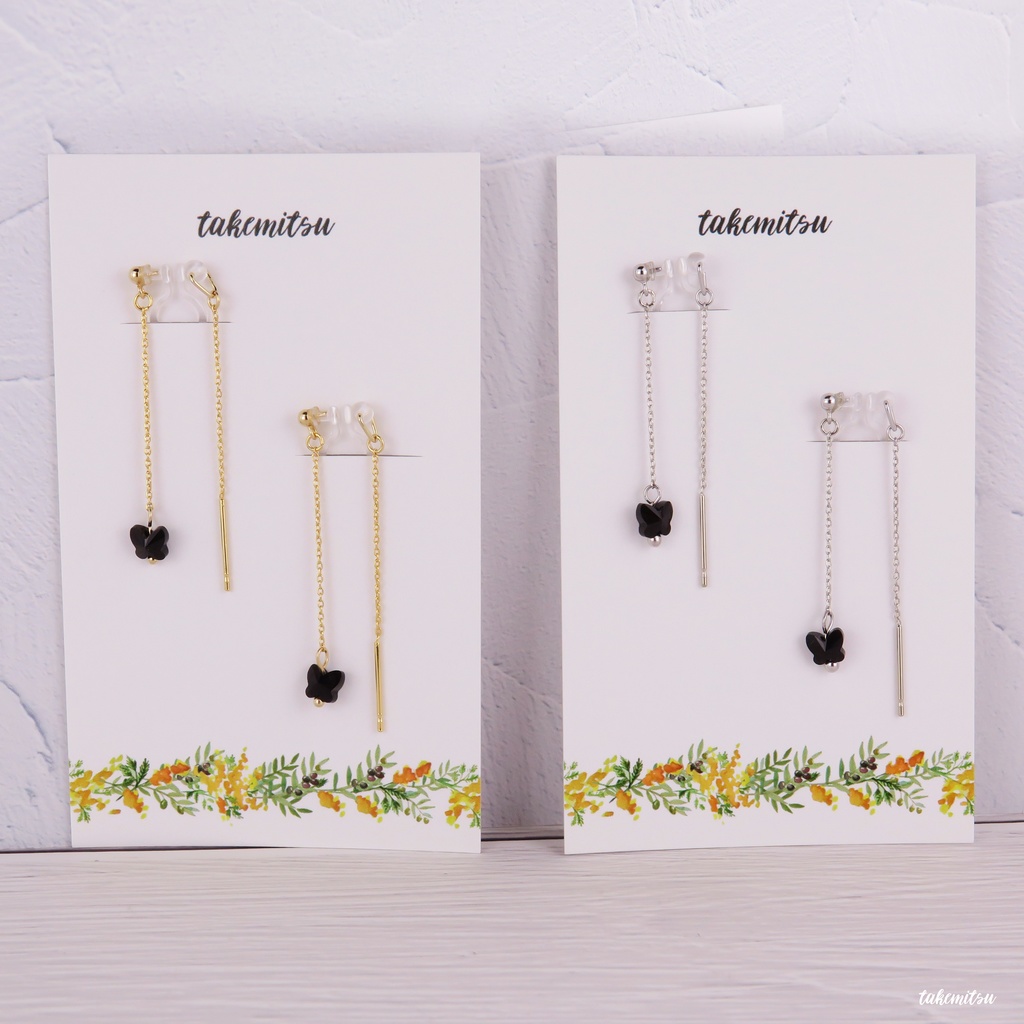 黒蝶ショートアメリカンピアス