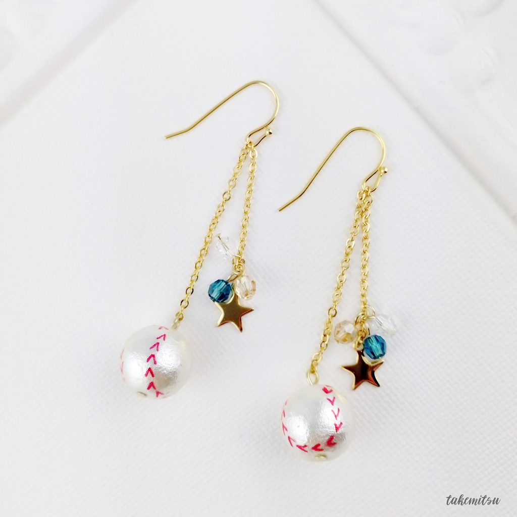 野球ボールピアス