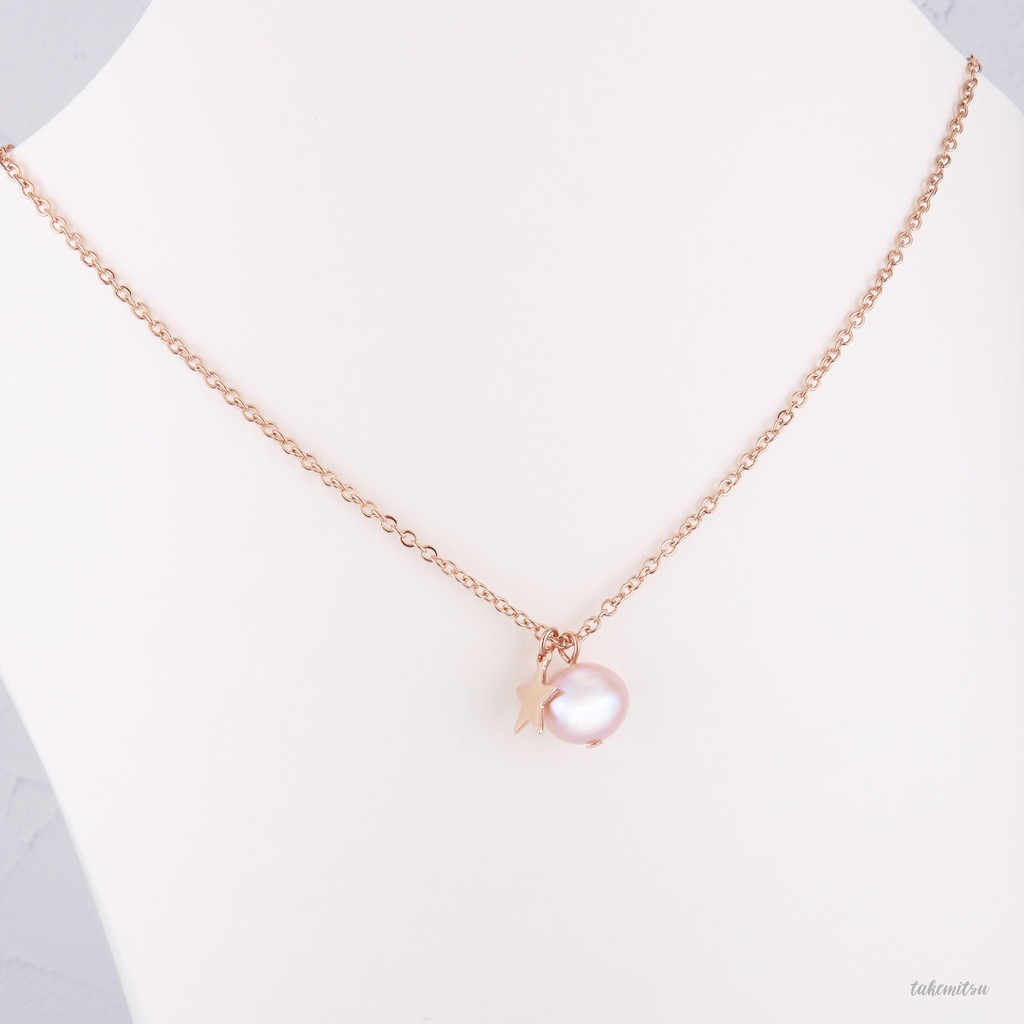 ピンクゴールド淡水パールのネックレス