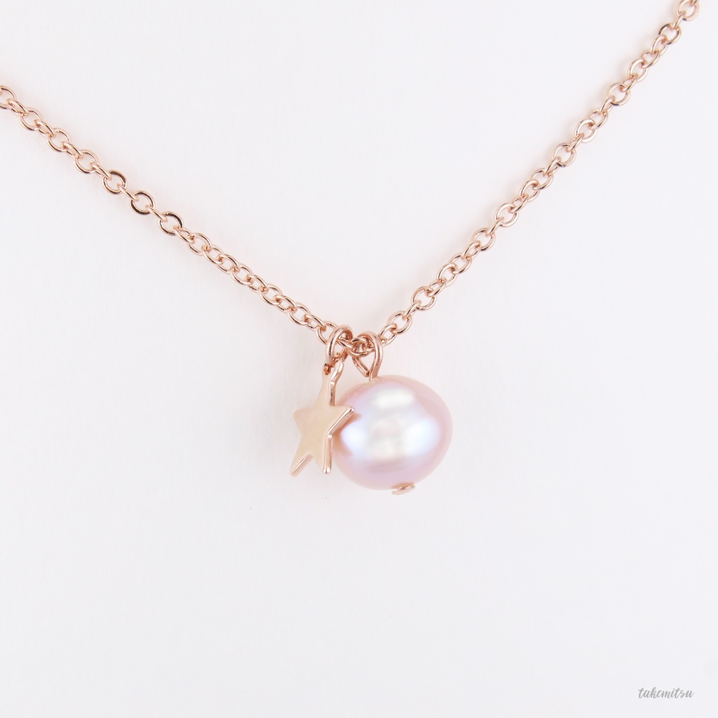 ピンクゴールド淡水パールのネックレス