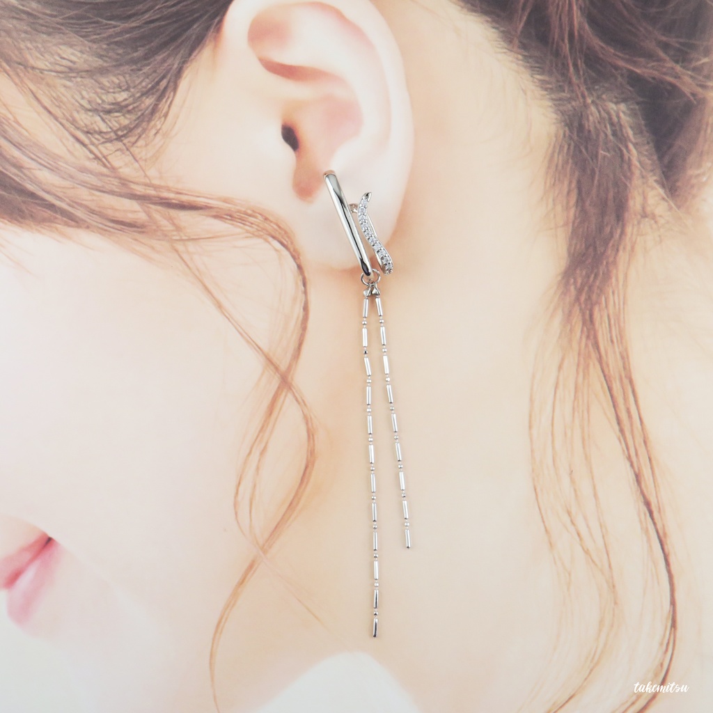 CZイヤーカフ/デザインボールチェーン -2way-