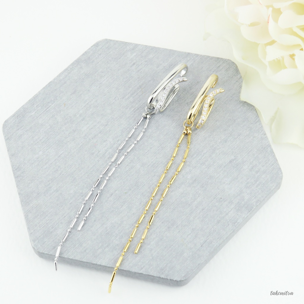 CZイヤーカフ/デザインボールチェーン -2way-