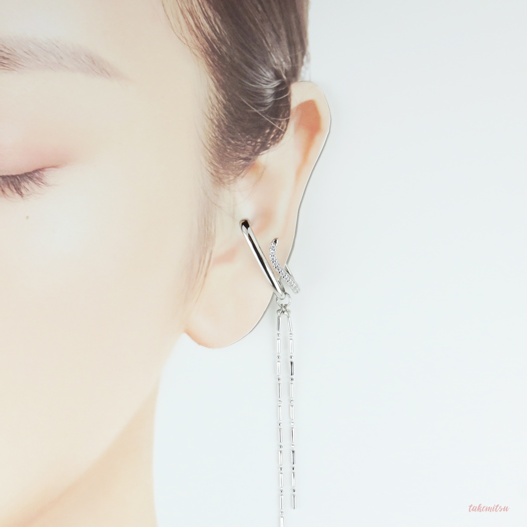 CZイヤーカフ/デザインボールチェーン -2way-