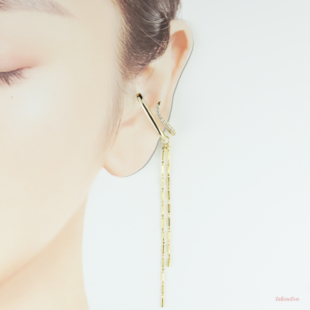 CZイヤーカフ/デザインボールチェーン -2way-