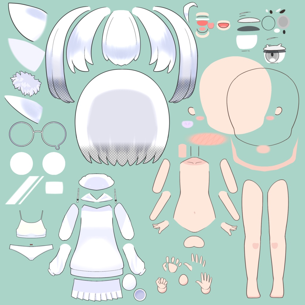 【パーツ分け済みPSD】白紙ちゃん!ぷれーん!PSD!