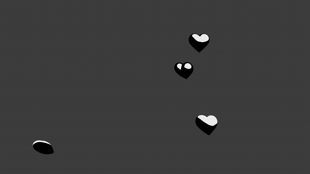 3Dのハートのパーティクル(透過素材)