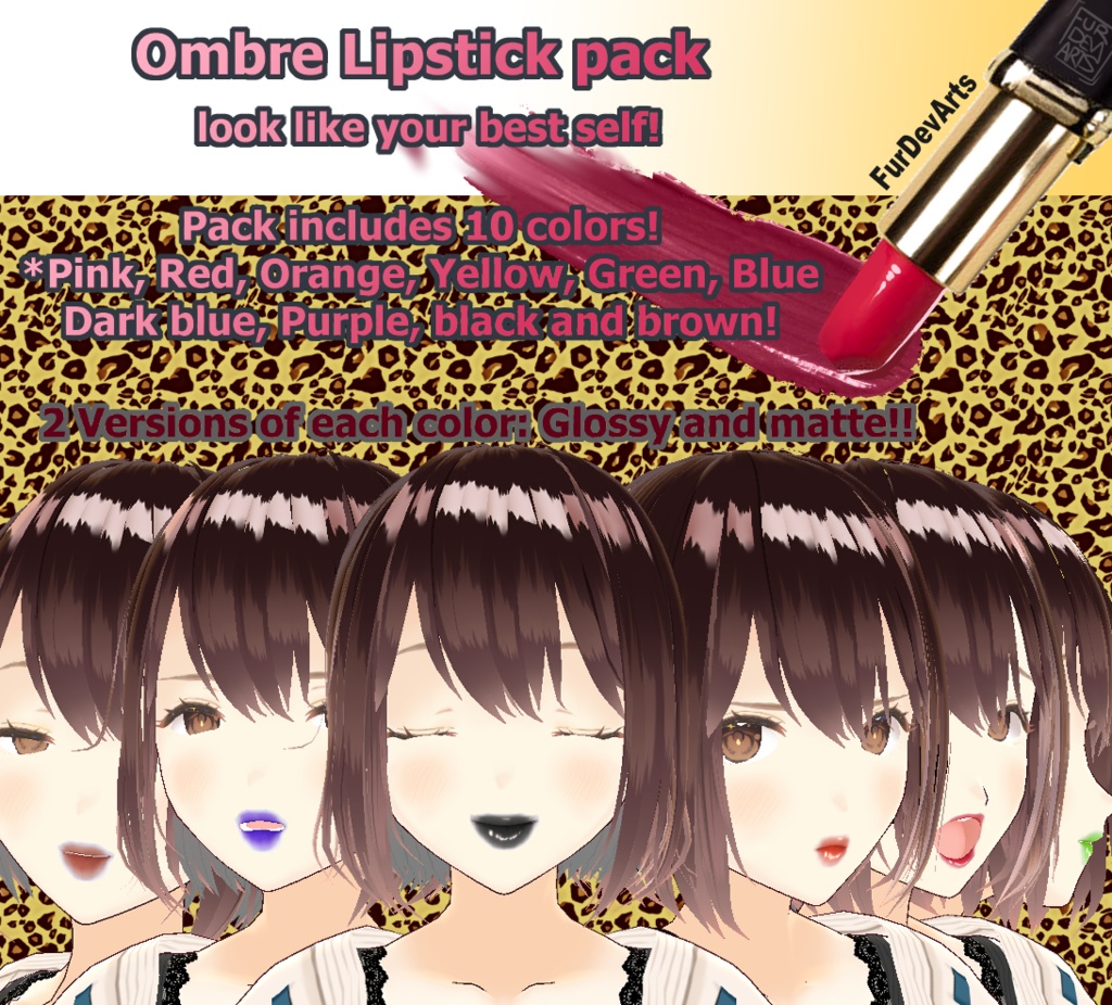 VROID Ombre Lipstick/Gloss Pack!  - BETA&STABLE VROID