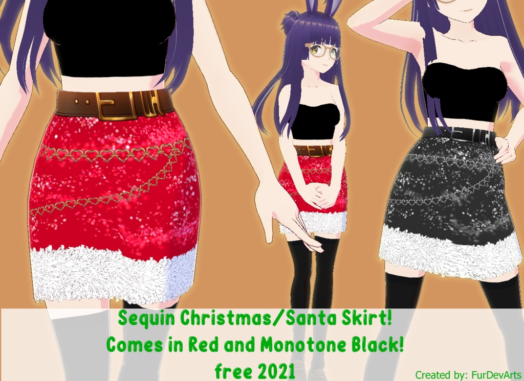 VROID FREE! Sequin Christmas Skirt -- Vroid Stable