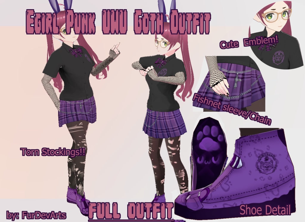 VROID Egirl Punk UWU Goth Outfit alternative! - VROID STABLE