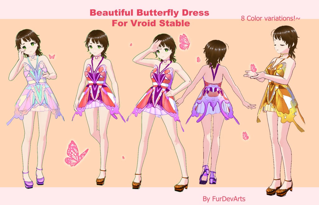 VROID - Beautiful Butterfly Dress - Vroid Stable