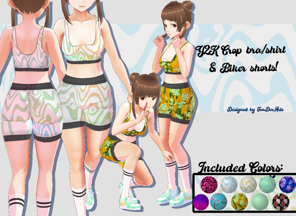 VROID - Y2K Sport Set - Bra/croptop & Biker shorts! - Vroid Stable/Beta!