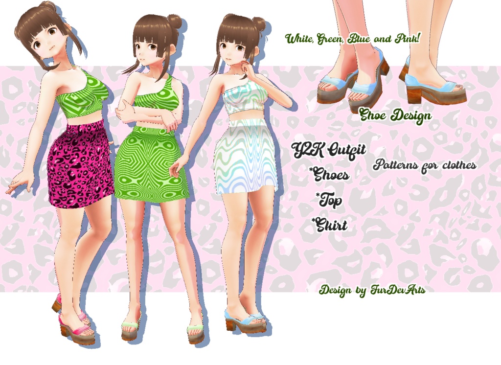 VROID - Y2k Outfit Set! - Vroid Stable // Shoes, skirt, top