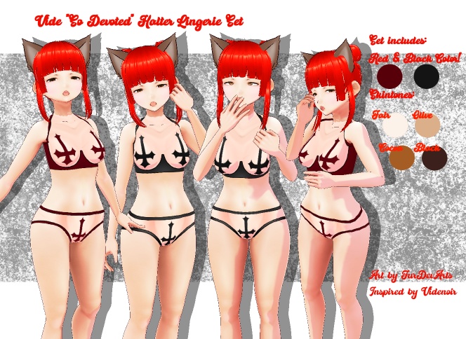 Vroid // Vide So Devoted Halter Lingerie Set - VROID STABLE & BETA . Goth, alternative e-girl