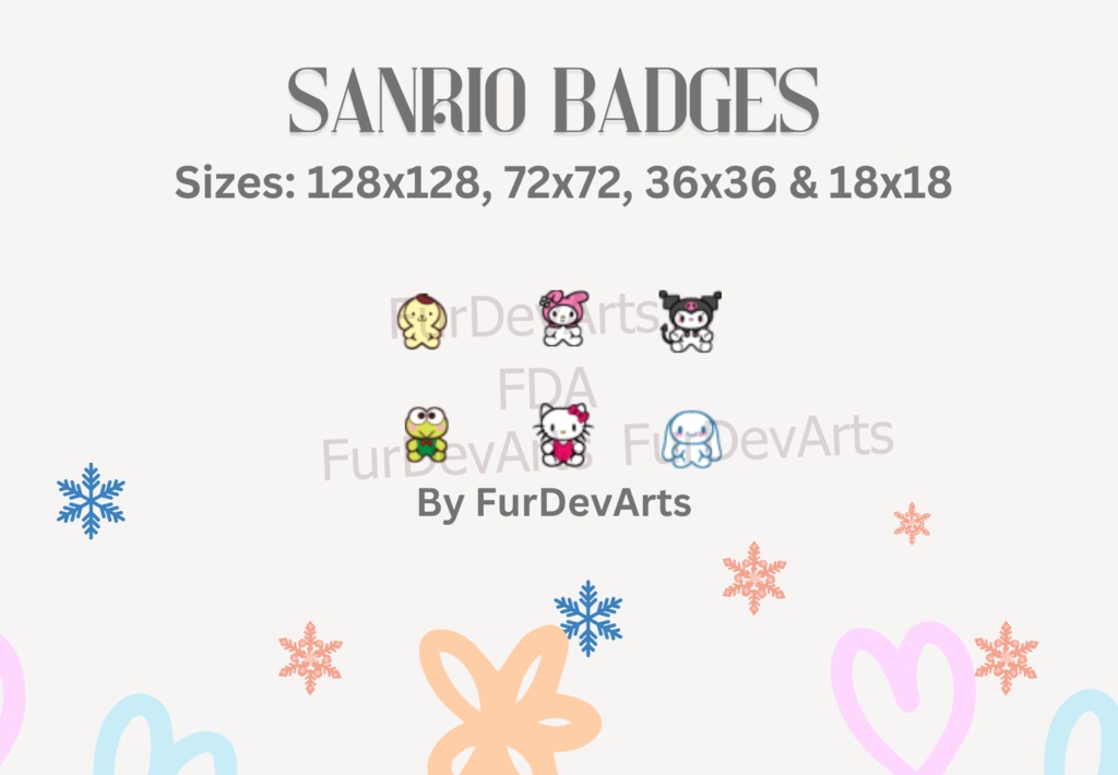 Streamer Asset// Sanrio Plushie Badges / Emotes for Twitch!