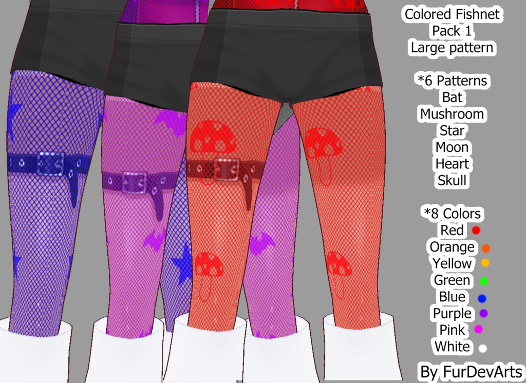 VROID!! // COLORED LARGE Pattern Fishnets Pack 1 // Vroid Stable&Beta
