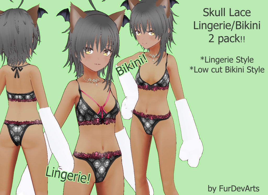 VROID!! Bikini & Lingerie Lace Skull pack // VROID BETA & STABLE