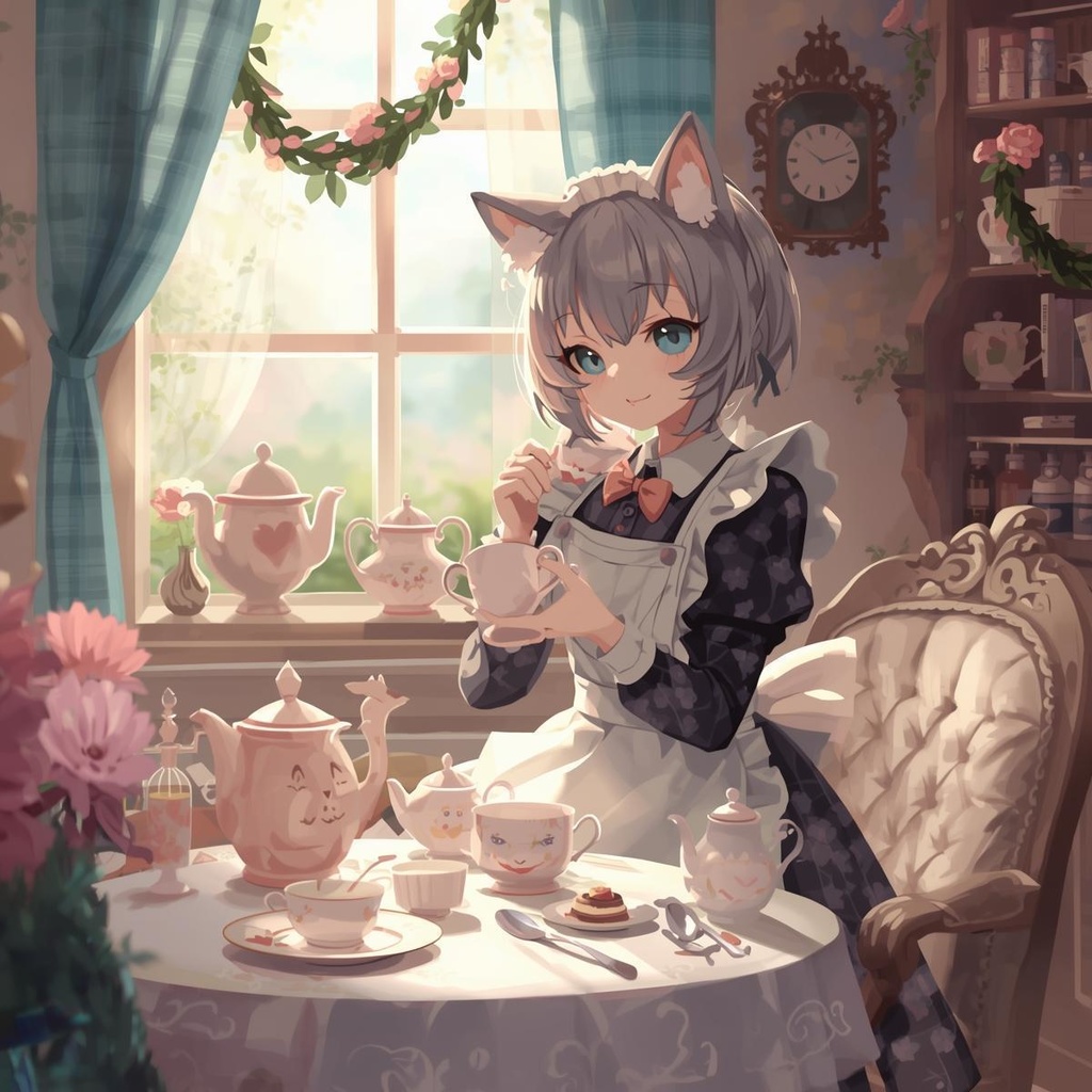 猫耳女の子の素材 画像